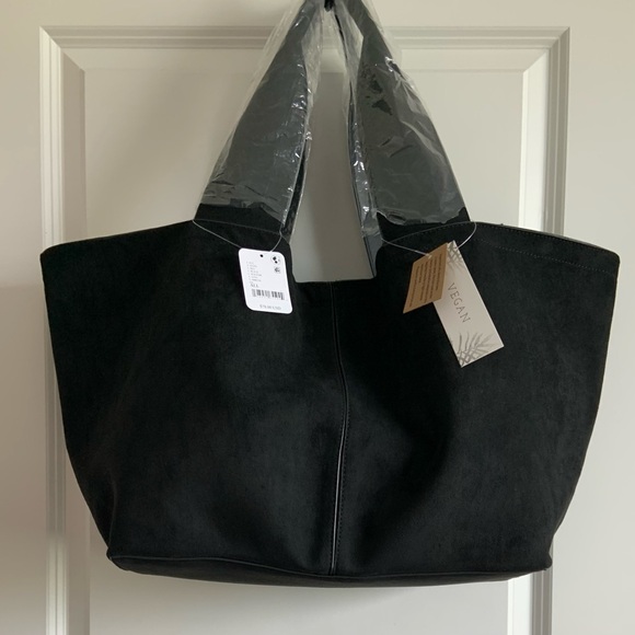*NWT* ~ Free People  ~  Blair Reversible Vegan Suede Tote Bag ~ BLACK ~ *NWT* - Picture 8 of 14